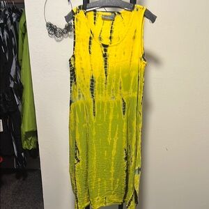 Yellow Tie-Dye Sleeveless Dress